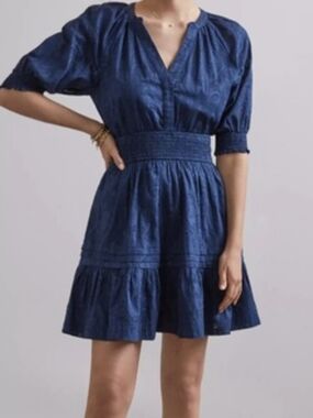 Anthropologie Navy Blue Textured Mini Dress
